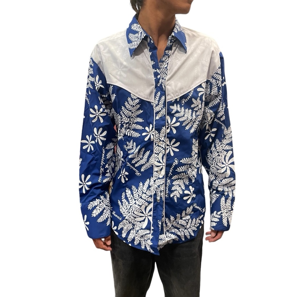New Paniolo Hawaiian Cowboy Western US Designs Pearl Snap Ranch Shirt Sz S Est’d